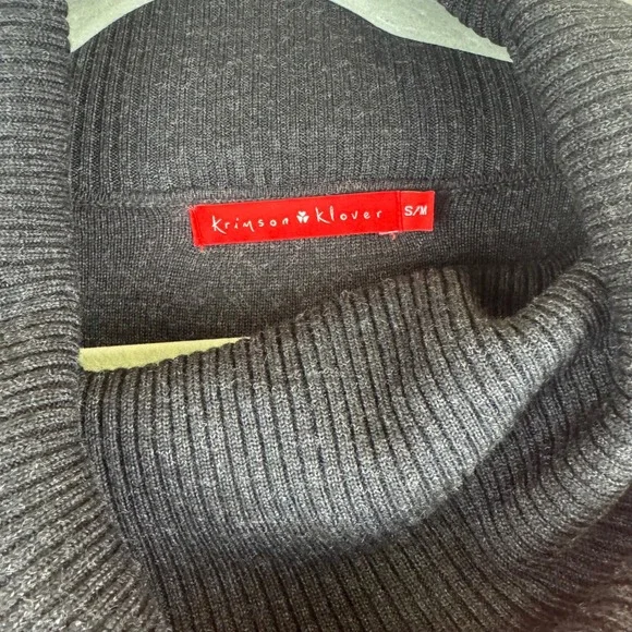 Krimson Klover Poncho Womens S/M Red Black Wool Cowl Neck Skier Graphic (1429) - Picture 2 of 11